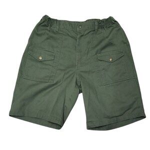 Boy Scouts Of America Official Uniform Green Cargo Shorts Size 34 Elastic Waist